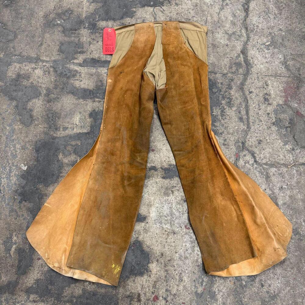 Vintage 1940s 50s Genuine Suede Western Film Costume Chap Bellbottom Trousers - Picture 6 of 8